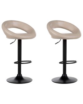 Set of 2 Faux Leather Swivel Bar Stools Light Beige PEORIA II