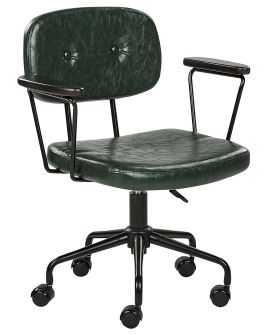 Faux Leather Desk Chair Dark Green ALGERITA