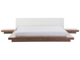 EU Super King Size Bed with Bedside Tables Brown ZEN