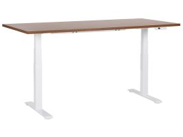 Electric Adjustable Standing Desk 180 x 80 cm Dark Wood and White DESTINES