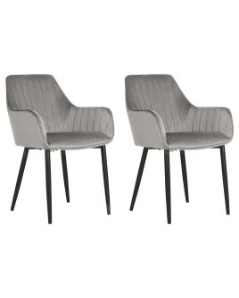 Set of 2 Velvet Dining Chairs Dark Grey WELLSTON