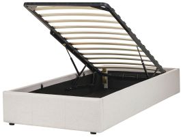 Fabric EU Single Size Ottoman Bed Light Beige DINAN