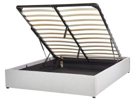 Fabric EU Double Size Ottoman Bed Light Grey DINAN
