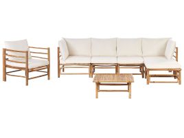 6 Seater Bamboo Garden Sofa Set Off-White CERRETO