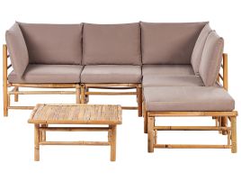 5 Seater Bamboo Garden Corner Sofa Set Taupe CERRETO