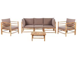5 Seater Bamboo Garden Sofa Set Taupe CERRETO