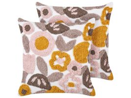 Set of 2 Tufted Cotton Cushions 45x45cm Multicolour