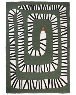 Wool Area Rug Snake Motif 160x230cm Green