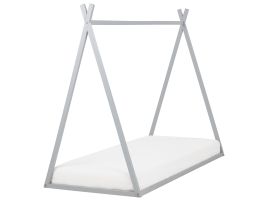 Wooden Kids House Bed EU Single Size Grey SAURAT