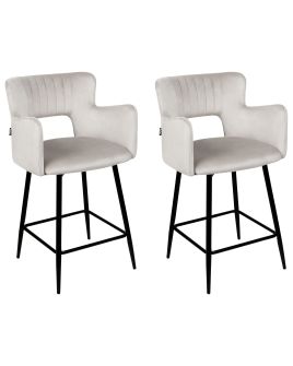 Set of 2 Velvet Bar Chairs Grey SANILAC