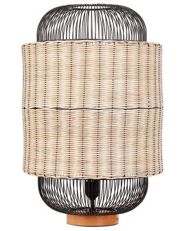 Rattan Table Lamp Natural and Black TANGANYIKA