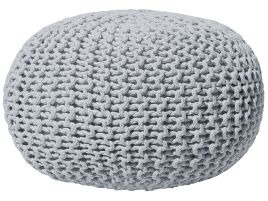 Cotton Knitted Pouffe 40 x 25 cm Light Grey CONRAD