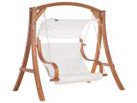 Wooden Garden Swing Light Wood and White APRILIA