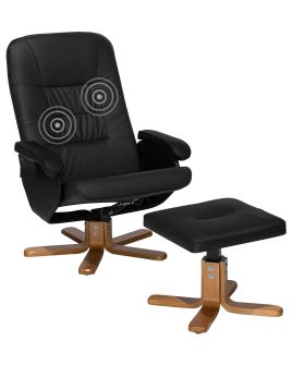 Faux Leather Heated Massage Chair with Footrest Black RELAXPRO