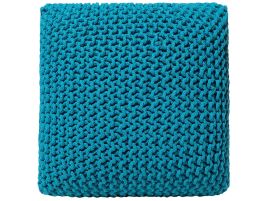 Cotton Knitted Pouffe 50 x 50 cm Blue CONRAD