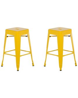 Set of 2 Metal Stools 60 cm Yellow CABRILLO