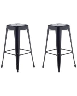 Set of 2 Bar Stools 76 cm Black CABRILLO