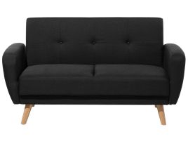 2 Seater Fabric Sofa Bed Black FLORLI