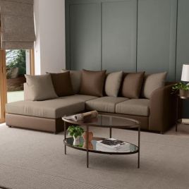 BLAKE Faux Leather 4 Seater L Shaped Scatterback Corner Sofa - Chocolate, Left Hand Facing