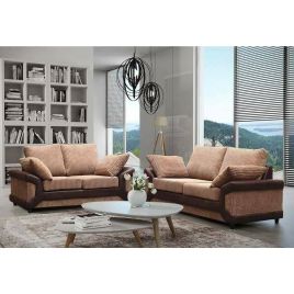 SWANSEA Jumbo Cord 3 Seater and 2 Seater Fullback Sofa Set - Brown and Beige