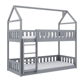 Zeke Fox Wooden Bunk Bed with Foam Mattress - Grey