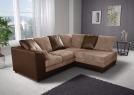 BENSON Jumbo Cord 4 Seater L Shaped - Right Hand Facing Corner Sofa - Brown and Beige