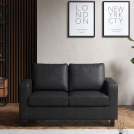 CAVRENO PU Leather 2 Seater Sofa - Black