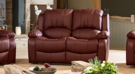 2 Seater Sofa - THERMAVEL Leather Recliner Sofa - Burgundy
