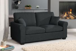 NOCERA Textured Fabric 2 Seater Sofa Bed - Black