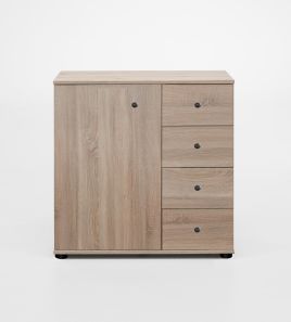 Oak Finish Chest of Drawers - CROYDON Medium Chest 4 Drawers