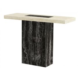 Sleek Living Fresno Natural Stone Rectangular Marble Effect Console Table with Lacquer Finish