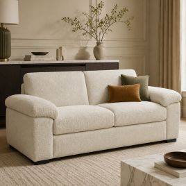 CORDURA Boucle Fabric 2 Seater Fullback Sofa - White