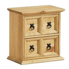 CARLISLE VI Pine Finish Chest of Drawers - Small-sized, 4 Drawers