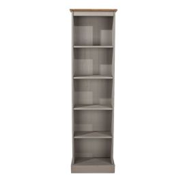 Corona Tall Narrow Open Bookcase - Pine or Grey-Grey