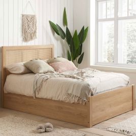 Wexford Rattan Ottoman Double Bed in 135cm - Oak