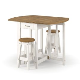 Ethans Oval Breakfast Drop Leaf Gateleg Table and 2 Stool Set - White