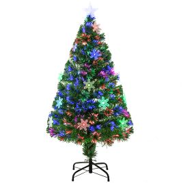 Debbie 4ft Prelit Christmas Tree Artificial Tree 120cm W Showflakes Lights Green