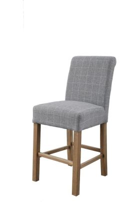 RIVARO Lowestoft Bar Stool Set of 2 - Check Grey