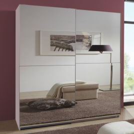 QUINN 2 Door Mirrored Sliding Wardrobe White - 180cm
