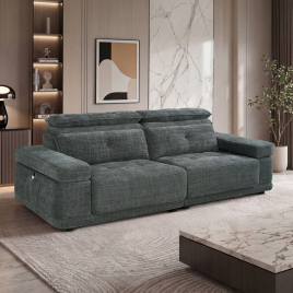 CRESTON Fabric 2 Seater Sofa Bed - Dark Grey