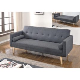 Luxurious Littleton Linen Fabric 3 Seater Sofa Bed Contemporary Comfort in Dark Grey