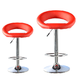 Cordova Swivel Bar Stools Set of 2 with Adjustable Height and Chrome Finish - Red
