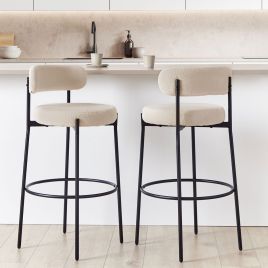 Set of 2 Boucle Bar Chairs Light Beige ALLISON
