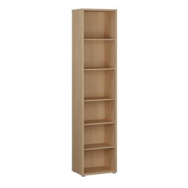 AVELINE Tall Narrow Bookcase with 5 Shelves - Elegancia Oak