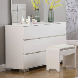 Dressing Table - ZINCK 3 Drawer Dresser Clear 110cm