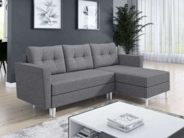 JUNMERE Fabric 3 Seater L Shaped Corner Sofa Bed - Light Grey, Reversible Facing