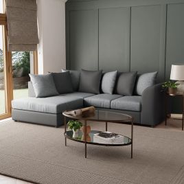 BLAKE Faux Leather 4 Seater L Shaped Scatterback Corner Sofa - Graphite, Left Hand Facing