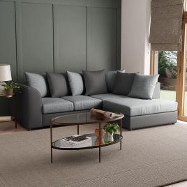 BLAKE Faux Leather 4 Seater L Shaped Scatterback Corner Sofa - Graphite, Right Hand Facing