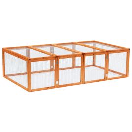 Wooden Rabbit Hutch Outdoor, Guinea Pig Hutch, Bunny Cage with Wire Mesh Safety Rabbit Run and Play Space 181 x 100 x 48 cm
