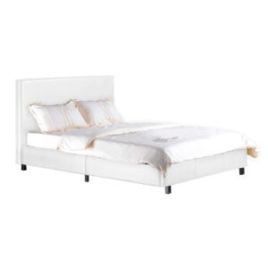 Luxurious Purbeck White Faux Leather Effect Bed with High Headboard Opulent Style - Double 4ft6